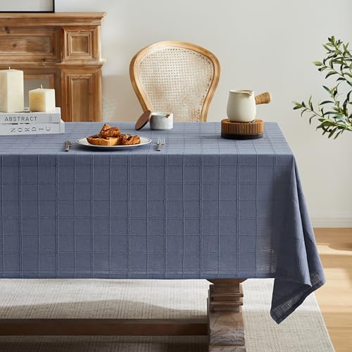 ZeeMart Linen Checked Rectangle Table Cloth 52x70 Inch Blue by ZeeMart - Used condition - US$22.80