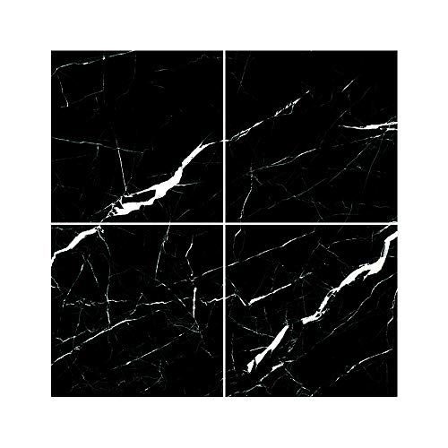 12 inches x 12 inches Black Marble Pattern Kitchen Renovation Stickers Waterproof and Oil Proof Stickers Decoration Bedroom Bathroom Wall Thickened PVC Wall Stickers 16 Packs