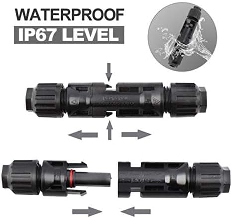 VIVLLEN MC4 Male/Female Solar Panel Cable Connectors-Double Seal Rings for Better Waterproof Effect (5 Pairs)