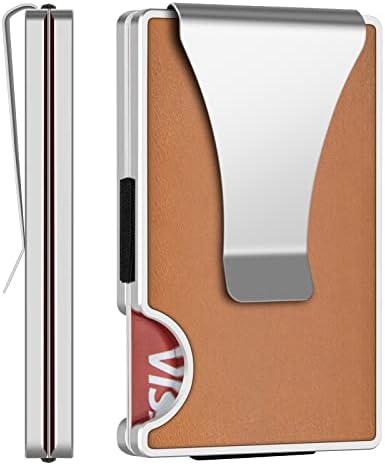Minimalist Wallet for Men, RFID Credit Card Wallet with Money Clip, Small Front Pocket Wallet Aluminum Card Holder as Gift