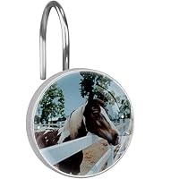 12 Ganci Per Tenda Doccia A Tema Cowboy Western - Anelli In Metallo Antiruggine Con Motivi Di Teschi Di Toro, Stivali E Cappelli, Retrò Per Bagno