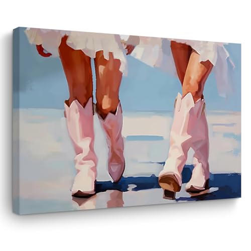 Cowgirl Wall Art Framed Art Girls Room Decor, Preppy Girly Canvas Wall Art Coastal Beachy Dorm Room Girls Bedroom Decor, Aesthetic Print Western Artwork Country Wall Decor prints (15x11in)