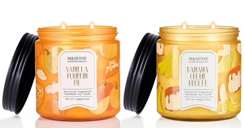 M&SENSE Banana Cream Pudding& Vanilla Pumpkin Pie Scented, 11.6oz Natural