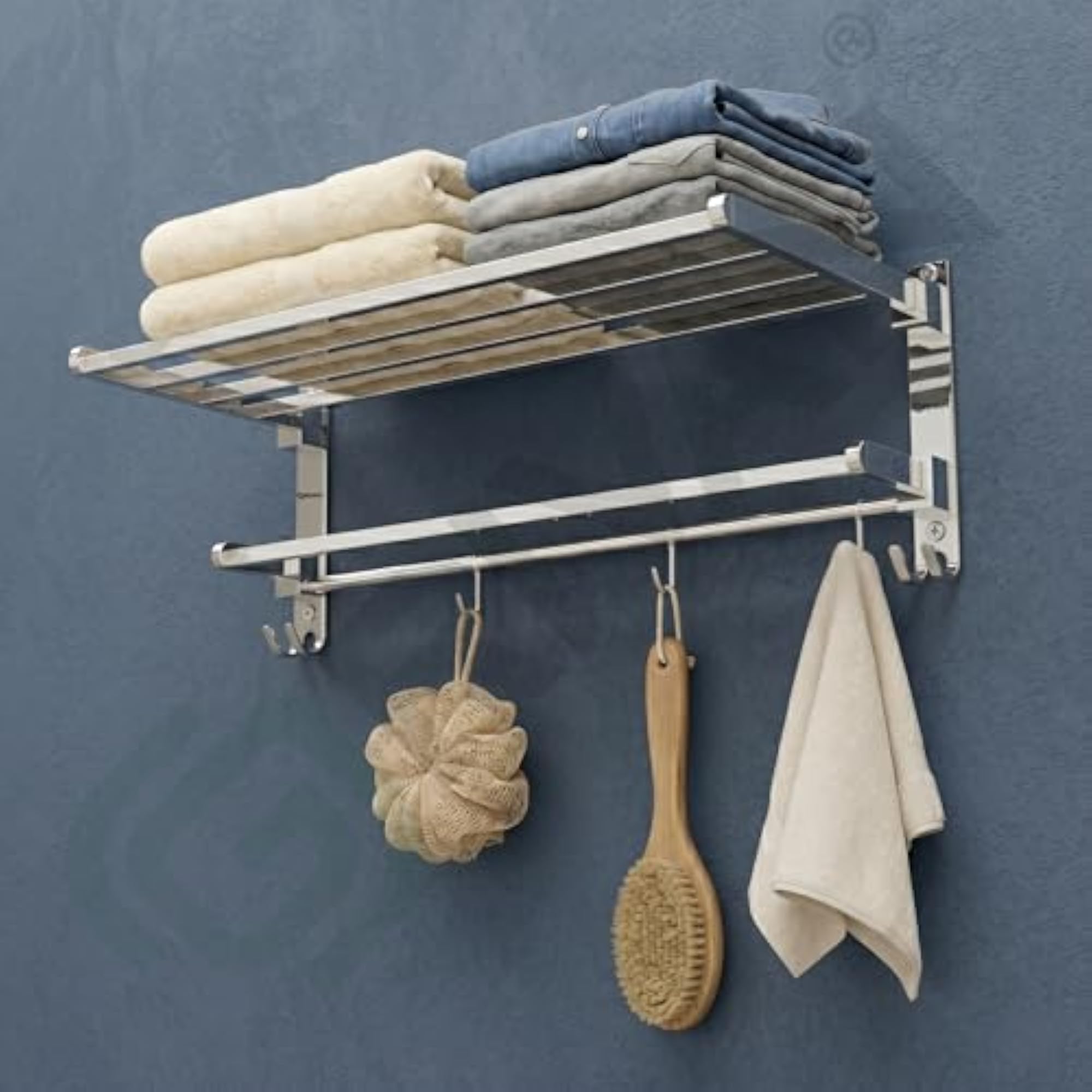 Stainless Steel 24-Inch Folding Towel Rack for Bathroom