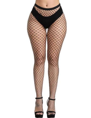 Image of Fishnet Stockings For Women High Waisted Fishnet Tights Sexy Wide Mesh Fishnet Stockings