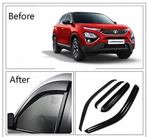 Image of Premium Non-Breakable Car Window Door Visor /Rain Guard /Wind Deflector Compatible for (TATA Harrier)