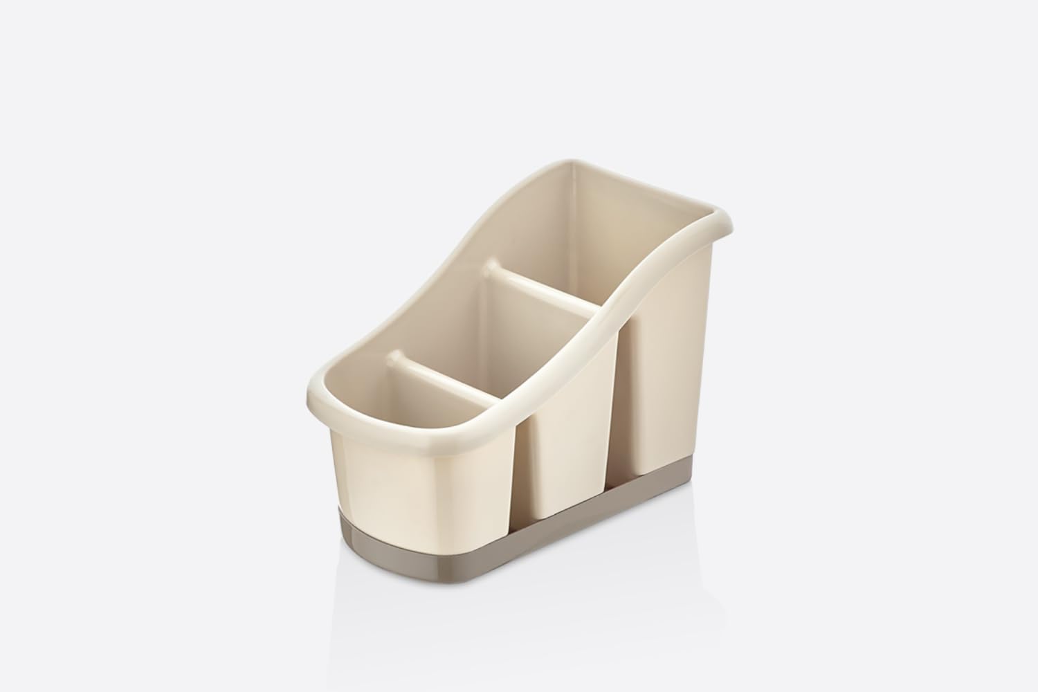 Stolmet Light Mocha Cutlery Drainer With Tray - 3 Or 5 Pocket Utensil Holder - Bpa Free - Ideal For Kitchen And Camping (, 3 Compartments)