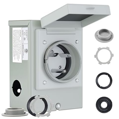 RVMATE Skrzynka wlotowa generatora 30 A, NEMA TT-30P, 120 V, 3600 W, wodoodporna, do użytku na zewnątrz, z listą ETL