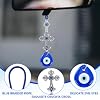 WEBEEDY Evil Eye Car Hanging Ornament Evil Eye Crystal Cross Charm Turkish Blue Evil Eye Protection Charm Rear View Mirror Hanging Accessories Evil Eye Protection Charm for Car Home Decors,24cm/9.45