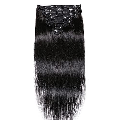 30inch Long Brazilian Clip in Human Hair Extension Silky Straight Clips on Hair Weft Full Head Clip in Hair Extension For Black Women 100-150g (22inch 100grams, #4(Dark Brown))
