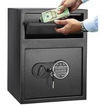 1.9 Cu Ft Heavy Duty Drop Safe for Business With Digital Keypad, Depository Safe for Money with Drop Slot, 11.7"D x 13.4"W x 9.8"H, Office Safe Box for Money and Mail, Black