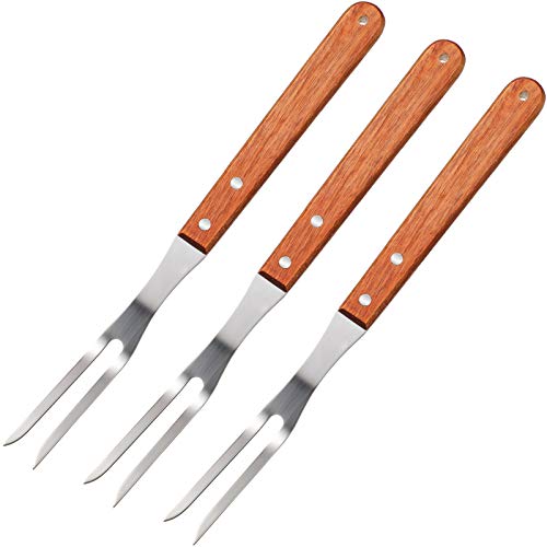 Meat Forks with Wooden Handle and Stainless Steel Carving Fork Barbecue Fork for Kitchen Roast (3 Pieces,13 Inch)