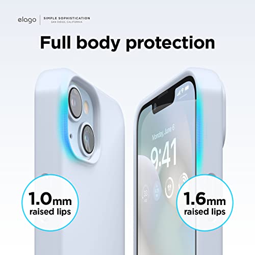 Elago Compatible With Iphone 14 Case, Liquid Silicone Case, Full Body Protective Cover, Shockproof, Slim Phone Case, Anti-Scratch Soft Microfiber Lining, 6.1 Inch (Light Blue) #TOP3
