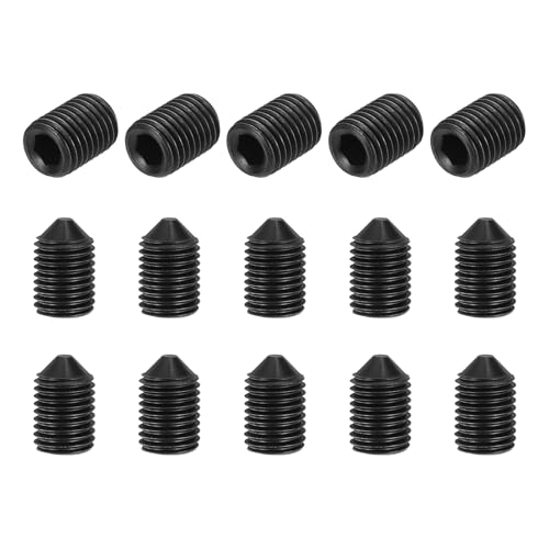 Image of sourcing map 15 Pcs M16x25mm Cone Point Set Screws, Carbon Steel Hex Socket Grub Screws for Bathroom Fixtures Repair Furniture DIY Project