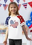 CAZYCHILD Girls 4th of July USA Shirt American Flag Patriotic T-Shirt Independence Day Outfit for Kids 5-14Years