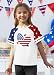 CAZYCHILD Girls 4th of July USA Shirt American Flag Patriotic T-Shirt Independence Day Outfit for Kids 5-14Years