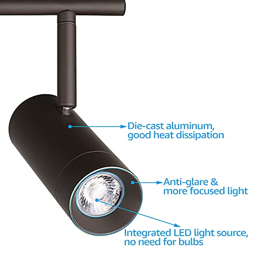Leonlite 4 Light Led Track Lighting Fixtures Ceiling, Dimmable Track Light Kit, Directional Ceiling Spotlight, Anti-Glare, Adjustable Head For Accent Lighting, Oil Rubbed Bronze, 2700K Soft White #TOP5