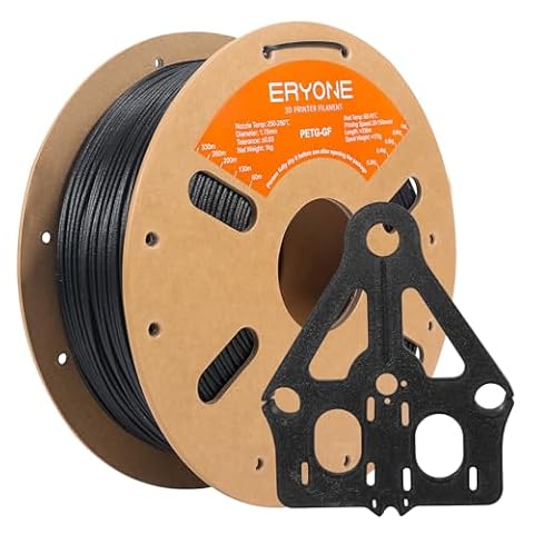 ERYONE PETG Glass Fiber Filament 1.75mm +/-0.03mm, 3D Printer Filament, High Strength & Rigidity for Functional Parts, 1kg(2.2LBS)/Spool, PETG GF Black