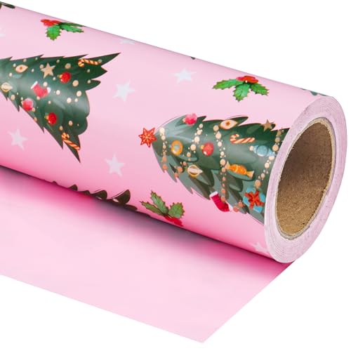 Papier cadeau de Noël réversible épais 76,2 cm pour emballages soignés de fête