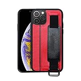 Matériel: TPU Cuir PU Métal Coque pour iPhone 14 13 12 Mini 11 Pro Max XS XR Max 8 7 6S Plus Support en Cuir PU Porte-Bracelet Porte-Cartes Couverture Complète Longe Shell, Rouge, pour iPhone 12