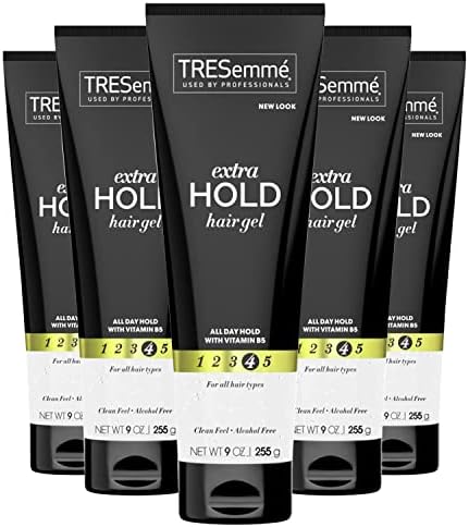 TRESemme Hair Gel with Vitamin B, Extra Hold Hair Gel, Protect Hair from Damaging Hair Dryer, Styling Tools & Appliances, Volumizing Hair Products with Frizz Control, 5 Tubes - 9 Oz. Ea.