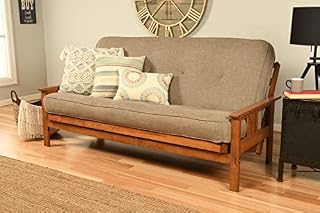 Kodiak Furniture Monterey Futon Set with Barbados Finish, Full, Linen Stone