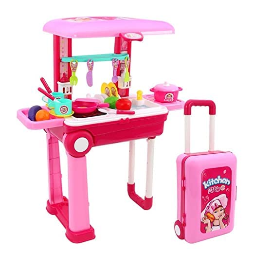 Buy Bestonl Plastic Kitchen Set For Kids Girls Big Cooking Set Light ...