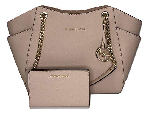 MICHAEL Michael Kors Jet Set Travel Large Chain Shoulder Tote bundled with Michael Kors Jet Set Travel Slim Bifold Wallet (Ballet)