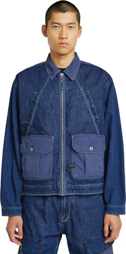 G-STAR Raw - Mens Mixed Coach Zip Jacket, Color Faded Indigo Patched, Size: X-Large - Main Image