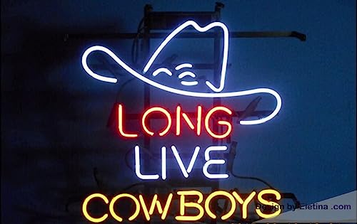 Neon Light Signs Long Live Cowboy Led Tube Bar Pub Game Room Decoration Handicrafted Super Bright Sign The Fastest Handmade Real Neon For PVC 14"x17"