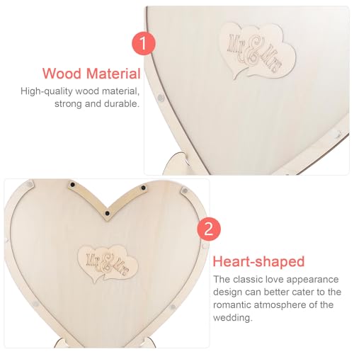 Libro de visitas de boda en forma de corazón con set de madera para firmas 4