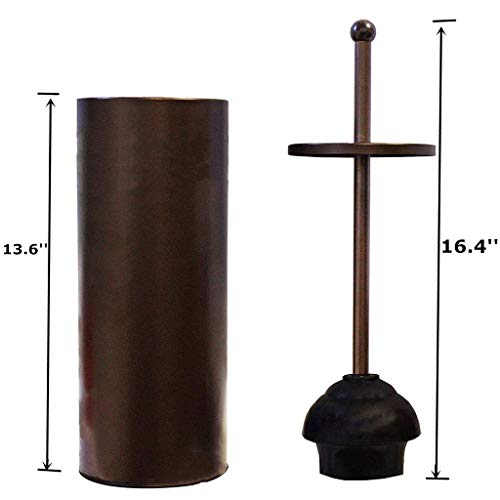 Image of Bronze Toilet Plunger with Holder for Bathroom Metal Canister Holder Drip Cup, Heavy Duty, Deep Cleaning,Quick Dry Bronze