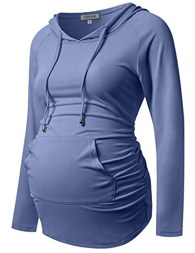 Image of GINKANA Maternity Hoodie Long Sleeves Shirts Casual Maternity Top Pregnancy Sweatshirt Casual Clothes