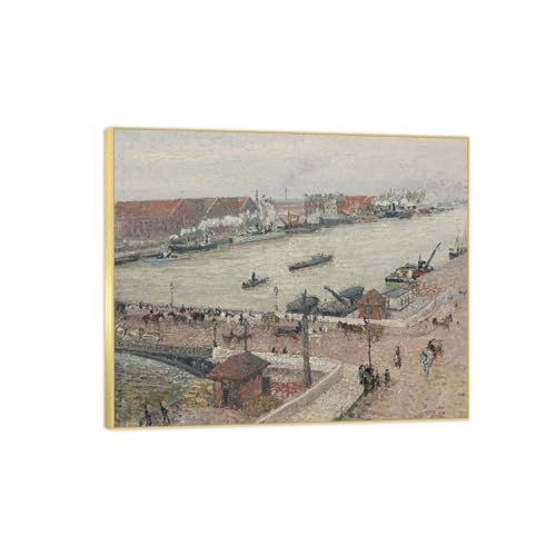 Tableau sur toile impressionnisme inondation 30x35cm avec cadre doré