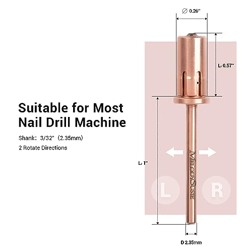 Image of MelodySusie Crystal Top Mandrel Bit for Nails, 3 /32'' Easy Off Nail Drill Bits for Sanding Bands, Suitable for Acrylic Nails Gel Manicures and Pedicures, Rose Gold