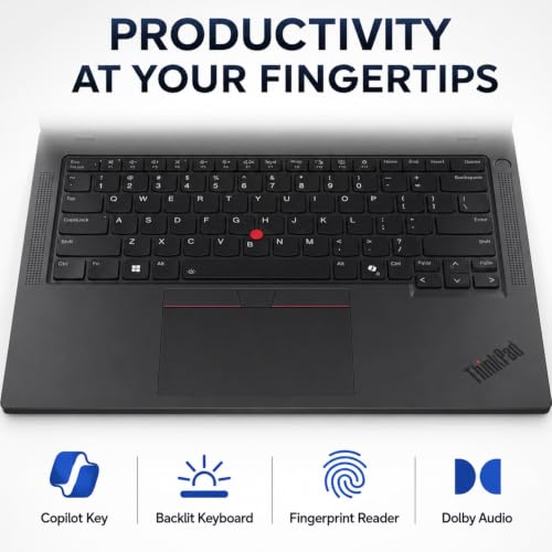 Image of Lenovo ThinkPad T14 Gen 6 AI Business Laptop, 14 inch WUXGA Touchscreen, Backlit Keyboard, Powerful AI Boost Intel Core Ultra 5 225U, 64GB DDR5 RAM, 2TB SSD, Fingerprint Reader, Ethernet, Windows 11 Pro