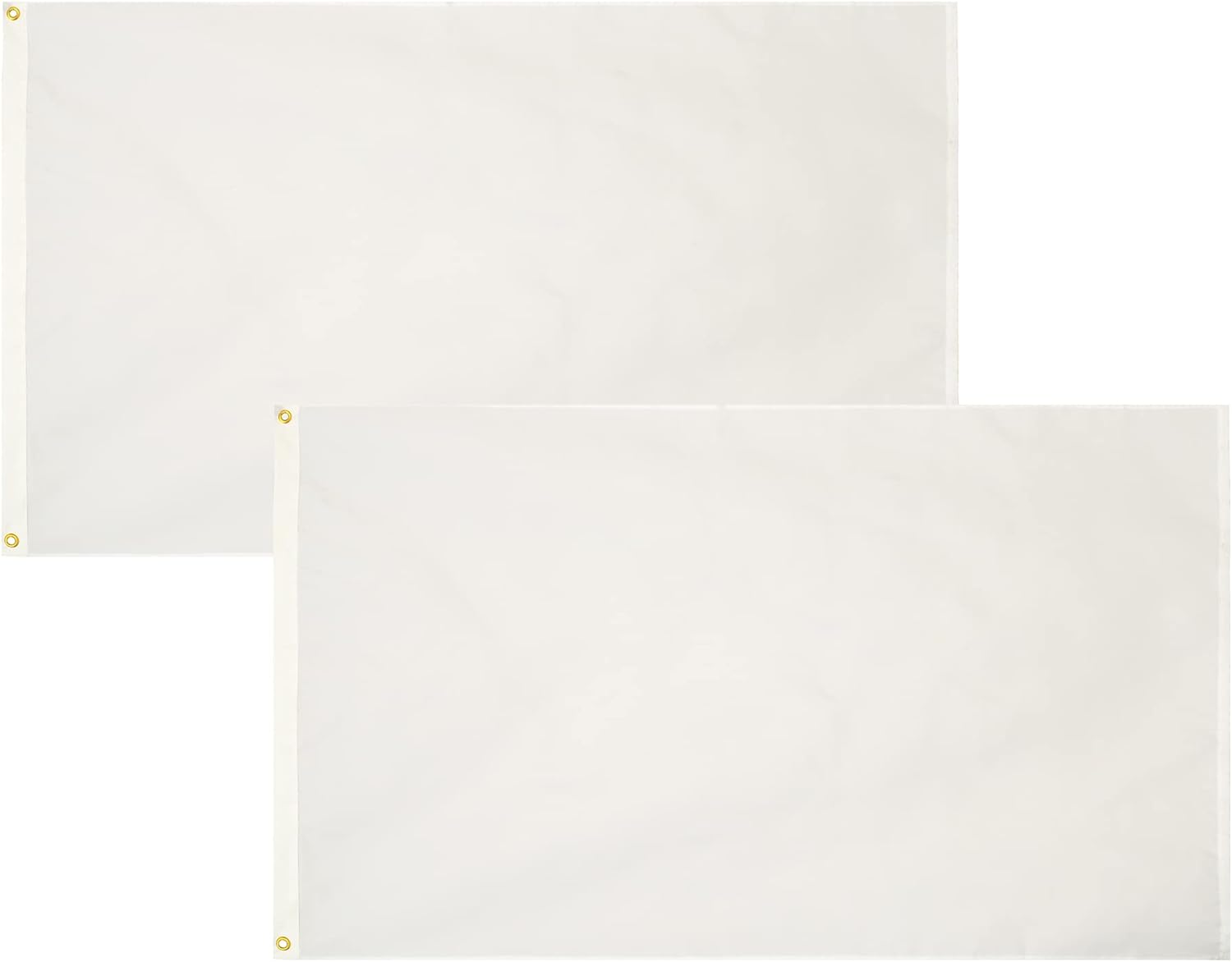 2 Pack White 3x5 Feet Solid Color Flags,Plain White Flag Heavy Duty High Wind Fade Resistant, Embroidered Solid Color Flag with Brass Grommets,DIY Decoration.