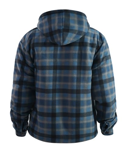 Image of TanBridge Men's Cotton Plaid Shirts Jacket Full Zip Fleece Flannel Sherpa Lined Hoodies Heavyweight Hoodies Jacket for Men