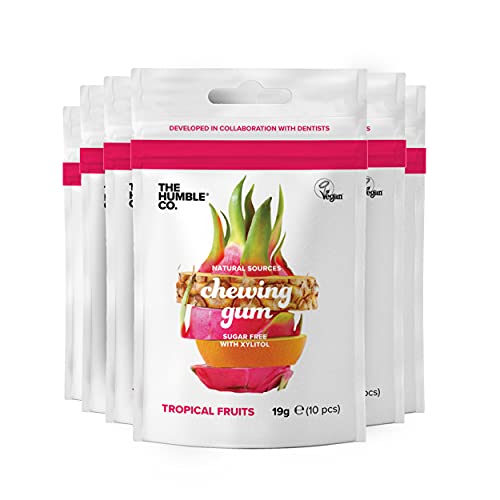 The Humble Co. Natural Chewing Gum (6 Pk) â€“ Keto friendly, Vegan and Sugar Free Gum, Aspartame Free Xylitol Gum, Non GMO Gum for Kids & Adults (Tropical Fruit)