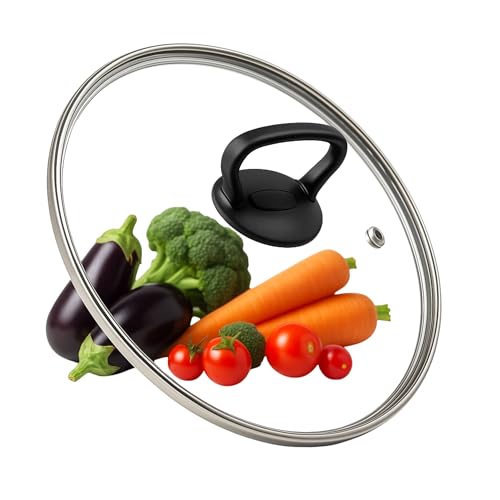 Tapa de Cristal para sarten con asa plegable, Tapa de Vidrio Multiusos, tapadera de Cristal para Olla con mango plegable, tapa Cacerola, Resistente Altas temperaturas, Apto para 30 cm