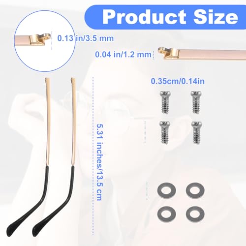 Glasses Repair Kit with Screws 2 Pairs Arm Replacement Eyeglass Glass Kit Temple Tightening Replacement for Legs Arms Replace Arms Eyeglasses Parts Blackand Golden