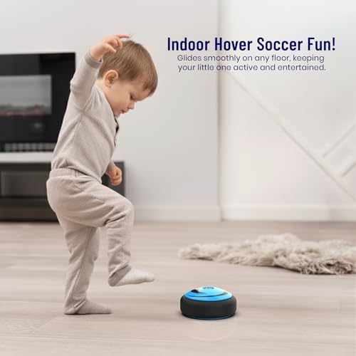 Image of Mirana Baby Air Ball | Hoverball Puck Toy for Kids & Toddlers | USB Rechargeable Type-C Battery Powered Football | Indoor Floating Hover Soccer Ball | Best Gift for Boys and Girls 2-10 Year (Blue)