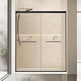 58-60 in. W x 72 in. H Double Sliding Shower Door, Semi-Frameless Bypasss Bathroom Glass Shower Doors, 6mm (1/4') Tempered Glass Door for Walk-in Shower, Stainless Steel Rollers & Handle, Matte Black
