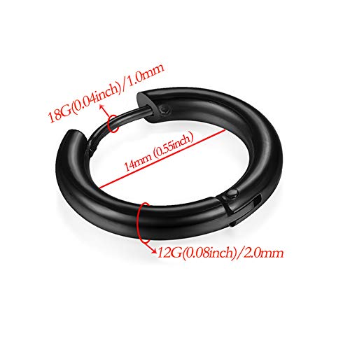 Image of 316L Surgical Stainless Steel Huggie Hoop Earrings 6mm 8mm 10mm 11mm 12mm 14mm Hypoallergenic Earrings Hoop Cartilage Helix Lobes Hinged Sleeper Earrings For Men Women