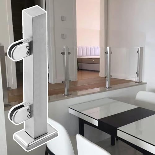 Poste de barandilla de vidrio plata resistente para interiores y balcones 2