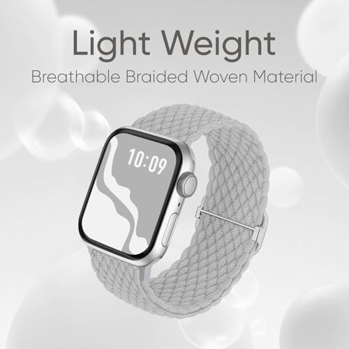 Image of 4 Pack Braided Stretchy Bands Compatible with Apple Watch 40mm 41mm 38mm 42mm 44mm 45mm 46mm 49mm Women Men, Breathable Nylon Elastic Daily Use Straps for iWatch Series 11 /10 9 8 7 6 5 4 3 SE /Ultra 2