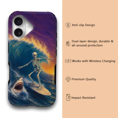 Coque iPhone 16 Plus Squelette Surfer idéale pour vos trajets quotidiens