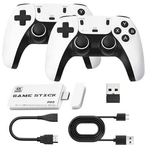 2026 Upgrade M15 Retro Game Stick Pro, 128G, with 40,000 Built-in Classic Video Games, Retro Gaming Console with 23 Emulators, Plug & Play for TV Video Gaming Stick with Dual 2.4G Controllers