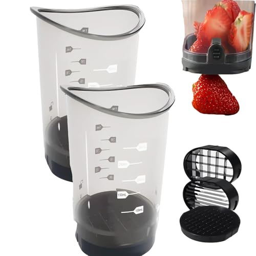 Cup Slicer, Fruit Slicer Cup With Removable Blade & Push Plate, Kitchen Gadget Cup Slicers For Fruits And Vegetables For Salads Mushroom, Strawberry Dicer - Press Design (2)