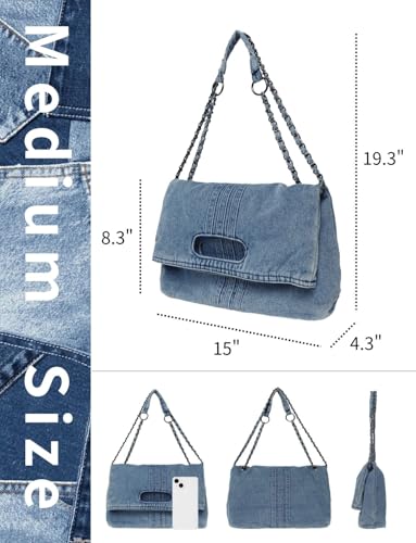 Denim Purses For Women Blue Jean Purse Crossbody Bags Retro Shoulder Bag With Adjustable Chain Strap Handbag Hobo Bag4